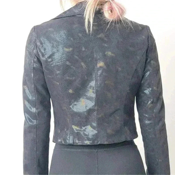 Rock & Republic Metallic Snake Skin Vegan Leather Moto Jacket - S - Picture 3 of 11